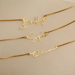 Pendant Necklaces Personalised Gold Name Necklace with Box Chain Custom Name Necklace Handmade Jewelry Personalised Birthday Gift for Her Mom 230901