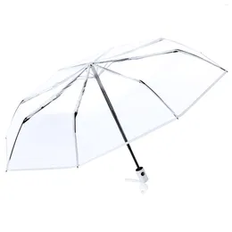 우산 완전 자동 3 배 투명 우산 여성 열린 맑은 접이식 비 성인 여행 바람 방전 닫기