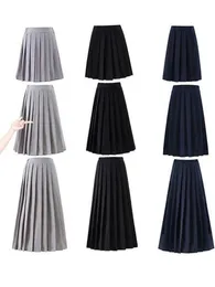 Skirts Japanese Preppy Style Women Elastic Waist Long Midi Skirt Ladies Fashion Party Female Pleated Girls School Uniform 230901