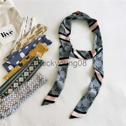 Pendant Scarves Magic Scarf Printing Small Long Silk Scarves For Woman Spring Hair Hat Scarf Belt Ribbon Bag Decoration INS Ladies Neck Cover x0904