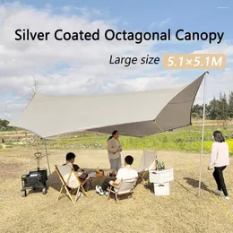 Tält och skydds Octagon Rain-Solshade Tält Fällbara 5-8 personer Camping tarp breddat vattentät picknick backpacking utrustning