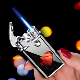 Love Retro Windproof Turbo Lighter Visible No Gas Lighter Butane Metal Cigar Cigarettes Lighters Mini Lighters Smoking Accessories C8JW