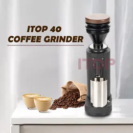 Manual kaffekvarnar iTop Electric Grinder 40mm Burr Metal Bean Hopper 75G Elegant Samll Machine Ankomst 230901