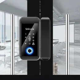 Door Locks Automation Tuya Glass Door Fingerprint Password APP Remote Control Electronic Smart Door Lock Push-Pull Access Smart Lock HKD230903