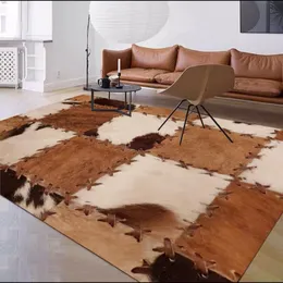 Carpets Karpet Kulit Sapi Imitasi Modern untuk Ruang Tamu Dapat Dicuci Kamar Tidur Mewah Dekorasi Lounge Area Besar 230904