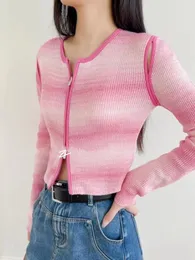 Kobiety dla kobiet 2023 Jesienna moda poza Tower Cardigan Top Senior Sense of Pink Sweater Płaszcz