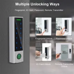 Door Locks RAYKUBEElectronic Fingerprint Smart Door Lock Kit Anti-theft Invisible Interior Lock With Remote Controller For Self Defense HKD230903