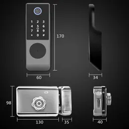 Dörrlås IP65 Vattentät ttlock Fingeravtryck Smart Door Lock Outdoor Gate Bluetooth Lösenord 13.56MHz IC Card Deadbolt+Mechanical Key HKD230903