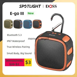 Tragbare Lautsprecher DOSS E-go III Tragbarer Bluetooth-Lautsprecher für den Außenbereich, IP67, wasserdicht, staubdicht, Camping-Soundbox, 8 W, großer Sound, Mini-Wireless-Lautsprecher HKD230904