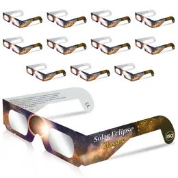 Occhiali da 12 pezzi per eclissi solare CE e ISO per la visione sicura e certificata del sole durante l'osservazione dell'eclissi solare dalla fabbrica approvata dalla NASA
