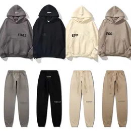 Projektantka męskie spodnie z kapturem Essentail Modna liczba swobodna dres bresowe jogging hip hop Essentialodhodie Wysoka jakość bluzy niezbędne pullover zestaw f0