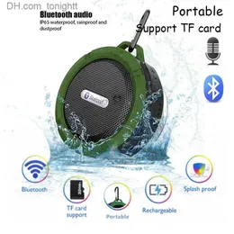 Portable Speakers Waterproof Bluetooth Shower Speaker Black Cute Wireless Sound box For Bathroom Outdoor Ride with Microphone Support TF card Q230904