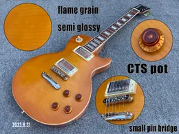 Electric Guitar Lemon Semi Glossy Flame Top CTS Pots Small