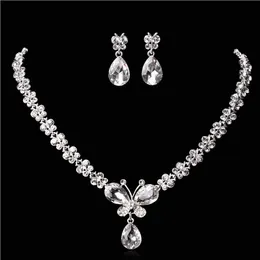 Biżuteria ślubna Świecenie Nowe tanie 2 zestawy Rhinestone Bridal Jewellery Akcesoria Kryształy Naszyjnik i kolczyki do konkursu na bal Pa283J