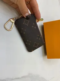 حامل بطاقة Keychain Fashion Womens Key Coin Pres M62650 محفظة حقيبة معصم مزدحم بالرجال جيب جلدي