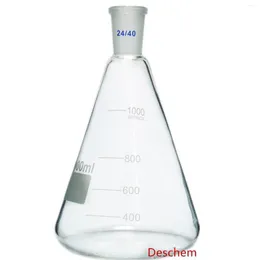 1000 ml 24/40 Glas Erlenmeyerkolben 1 l konische Flasche Laborchemie Glaswaren