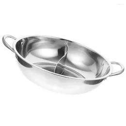 Double Boilers Stainless Steel Mandarin Duck Pot Practical Chinese Style Thickened Two-flavor Divided Pan Non Stick Lid