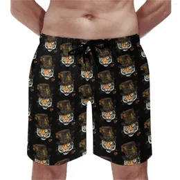 Herr shorts steampunk tiger gym sommar medeltida och viktoriansk konst söt strand man sportkläder snabb torkning tryckta stammar