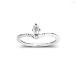 Anelli a grappolo Anello classico dei desideri di San Valentino Gioielli in argento sterling con CZ trasparente per donna