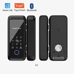 Door Locks Tuya App Bluetooth Control Lock Sliding Door Smart Touch Keyboard 13.56MHz RFID Card Remote Electronic Lock HKD230903