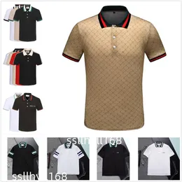Designer Men's Tee New Cotton Creas Resistant andningsbar t-shirt Lapel Commercial Fashion Casual Print High-End Polo Short S301T