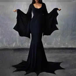 Casual Dresses Halloween Women Butterfly Long Sleeve Bodycon Gothic Fashion Casplay Package Hip Floor-Lengt Dress Sexy Sundress Vestido