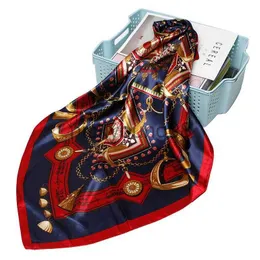 Wiselanty szaliki 2021 NOWOŚĆ KOSIEBALNY SININ SATIN SARLF 90*90CM SALK Square Scarf Wrap Satynowe włosy Hidżab Kerchiefs x0904