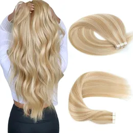 امتدادات الشعر لحمة الجلد REMY HURMER HIRGER 100G/40PIECES HAIR Brazilian Brazilian Hair Sides Double Asshesive Tape في تمديد البيانو الأسود البني الأشقر 27/613 4/27 18/613