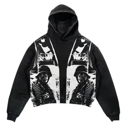 Herrtröjor tröjor vårhösten herr hoodies gotiska brev tryck avslappnad skelett lösa chic toppar vintage y2k harajuku 230904