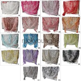 Wisiorek szaliki KLV Koronki Koronki Sheer Floral Triangle Veil Church Mantilla Scalf Wrap Tassel x0904