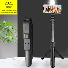 Selfie Monopods Bluetooth Wireless Selleie Stick Mini statyw przed rozszerzeniem Monozod z Light Light Remote Shutter na telefon Android 230904