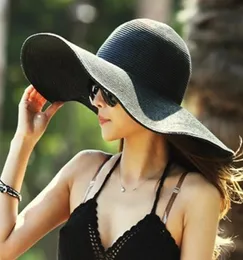 16 Farben Damen Hut mit breiter Krempe Floppy Großer Sonnenhut Strand Strohhüte Sonne Damen Outdoor Faltbar Hawaii Panama Kirche1685379