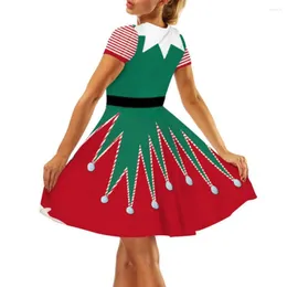 Casual Dresses Christmas Holiday Dress Cosplay for Women Festive A-Line Mini med tema tryck Löst hem
