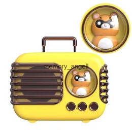 Alto-falantes portáteis sem fio pequeno alto-falante criança bonito animal de estimação mini caixa de música portátil retro tws alto-falante bluetooth com luz noturna quente para meninas presente hkd230904