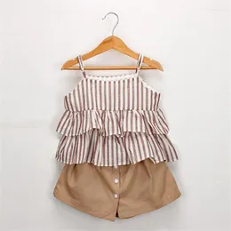 Clothing Sets Dulce Amor Kids Girls Set 2023 Summer Clothes Striped Strape Vest Shorts 2Pcs Children Suit Outfits