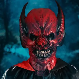 Party Masks Halloween Bloodsucking Devil Mask Red Face Bat Mask Terror Ghost Face Fang Holiday Ball Dressing Props Decoration 230904