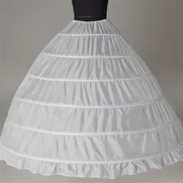 Bollklänning stora petticoats nya ankomst vit 6-hoops brud underskirt formell klänning crinoline plus size bröllopstillbehör för wom322x