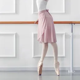 Etapa desgaste niñas gris con cordones profesional ballet tutu rodilla media longitud mujeres adultas bailarina falda maestro un entrenamiento de baile gasa