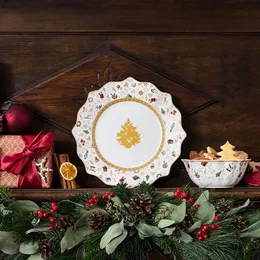 أطباق ألواح الألمانية v Bao Tableware Christmas Series European Plate Salad Salad Gold Gold Saltory Sytramic Ceramic 230901