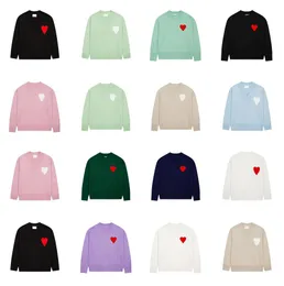 Kış Mens Sweaters Kazak Crewneck Örgü Nakış Kalp Büyük Aşk Örme Kadın Örme Giyim Üst S-XL