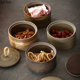 Dekorativa föremål Figurer Ceramic Storage Jar Tea Caddy Box Container Organiser Candy Food Burs Can Grain Tank 230901
