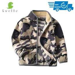 Jackets SVELTE for 210 Yrs Toddler and Young Boys' Fullzip Camo Polar Fleece Jacket Sweatshirt Outwear Children Clothing 230904