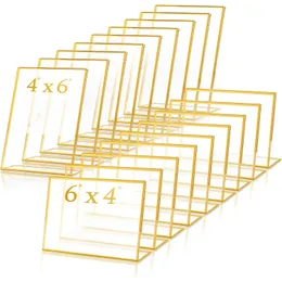 Other Event Party Supplies 10 Pack Gold Frame Acrylic Sign Holder Wedding Table Number Slanted Clear Menu Picture Double Sided Stand Office Display 230901