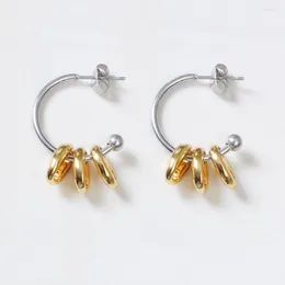 Pendientes colgantes para mujer, mezcla de colores dorados y plateados, moda pequeña, estilo minimalista Simple, joyería cómoda extraíble