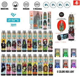 Autentisk IMINI 7000 PULDS Disponibla e- Cigaretter Justerbart luftflöde 850mAh Uppladdningsbart batteri 15 ml Förfylld vape penna engångspenna från fabriksförsörjning