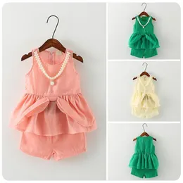 Shorts 2023 Summer Style Children's Plagg Girl Baby Korean 2 Pieces Dress Pendulum Vest Cool Refraing Suit