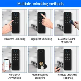 Dörrlås hahalock app fingeravtryck smart dörr lås vattentät utomhus grind bluetooth lösenord ic kort lås nyckellös deadbolt mekanisk nyckel hkd230903