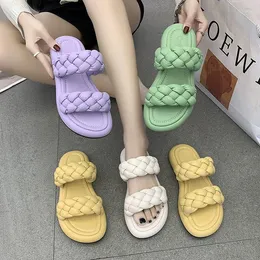 Slippers 2023 Hand-woven Women's Summer Fashion Ladies Sandals Comfortable Platform Beach Shoes Flip-flops Womens Slides