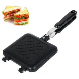 Pans Double Side Bread Frying Pan Non Stick Barbecue Plate Multiple Purposes Sand Toaster Mold Heatresistant Toastie Waffle 230901