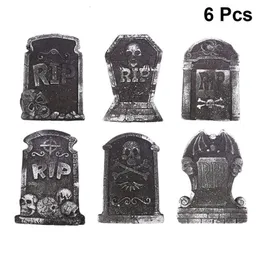 Decorative Objects Figurines 6PCS Outdoor Halloween Decorations Headstone Tombstones Tombstone For Cemetery Graveyard 230901